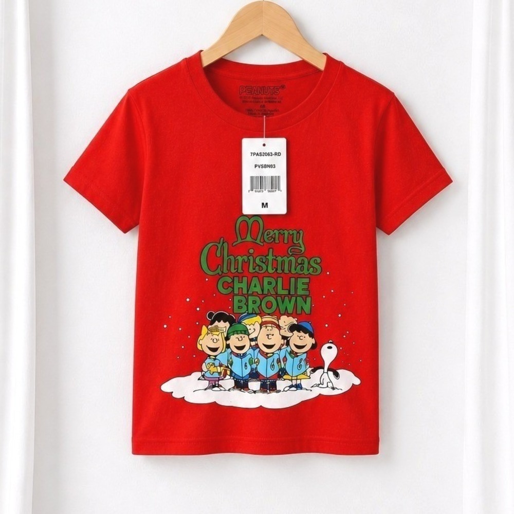 Snoopy Charlie Brown Christmas T Shirt Youth M Peanuts Holiday Graphic Merry